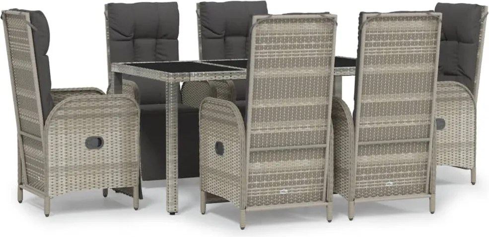 vidaXL Set mobilier de grădină cu perne, 7 piese, gri, poliratan