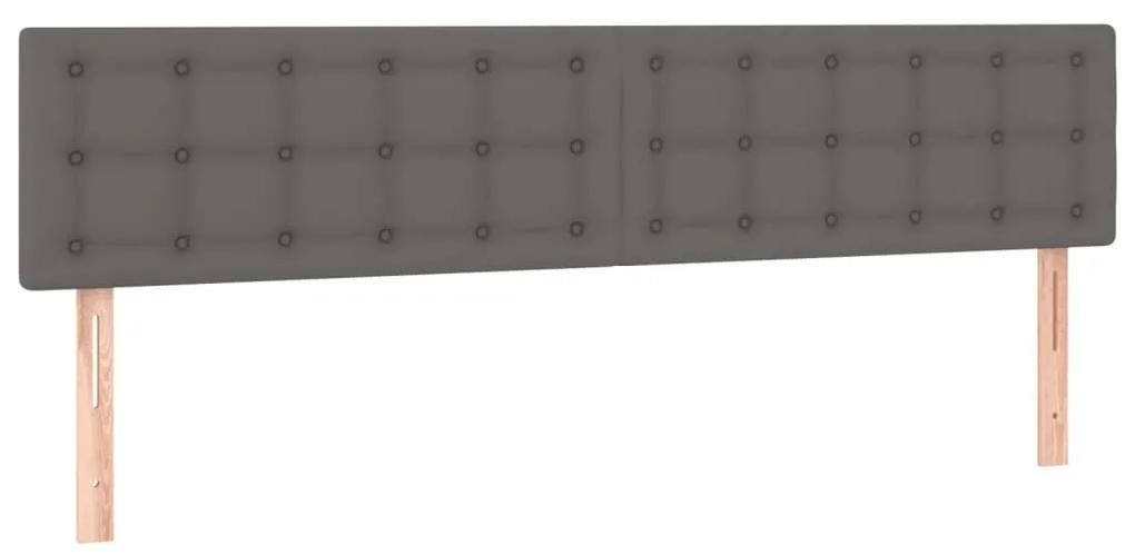 Tablie de pat cu LED, gri, 180x5x78 88 cm, piele ecologica 1, Gri, 180 x 5 x 78 88 cm