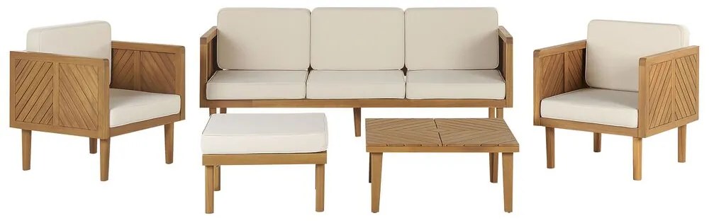 Set mobilier de grădină Blas (lemn deschis de salcâm + crem). 1077937
