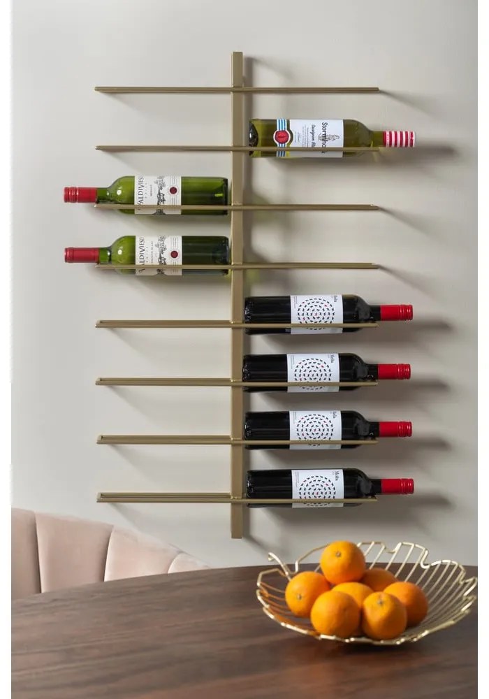 Raft pentru sticle de vin auriu de perete din metal număr sticle 16 Dual – PT LIVING