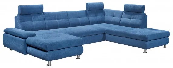 Coltar Extensibil U Bala, Dreapta, Cu Lada, Albastru, 88 x 233 x 349 Cm