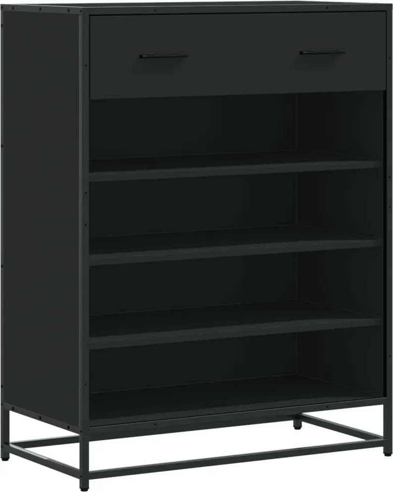 vidaXL Pantofar, negru, 75x38x97,5 cm, lemn prelucrat/metal