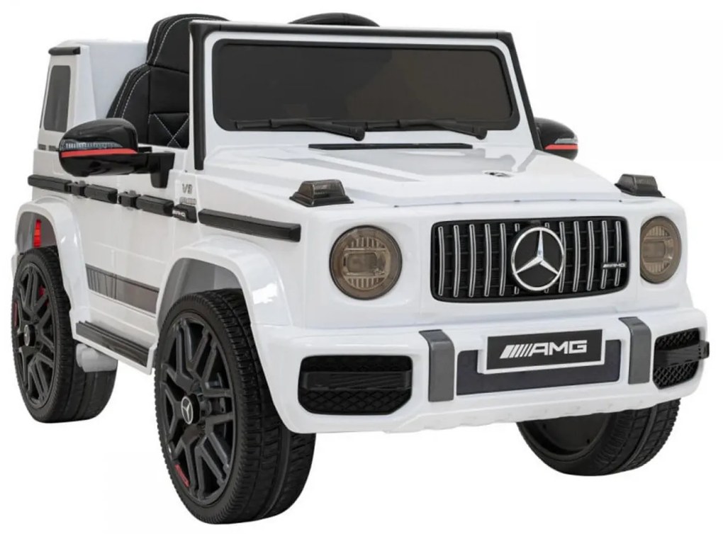 Masinuta Electrica cu acumulator pentru copii NOVOKIDS™ Mercedes G63 AMG , Roti din Cauciuc EVA, Melodii si USB , 3-8 ani , usi cu deschidere ,