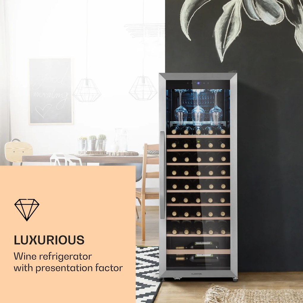 Vticleinamour 46 Uno, frigider pentru vin, 1 zonă, 155 l/46 s, 4-18 °C, oțel inoxidabil