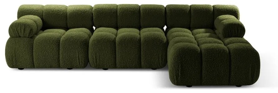 Colțar modular verde cu tapițerie din țesătură bouclé (cu colț pe partea dreaptă) Bellis – Micadoni Home