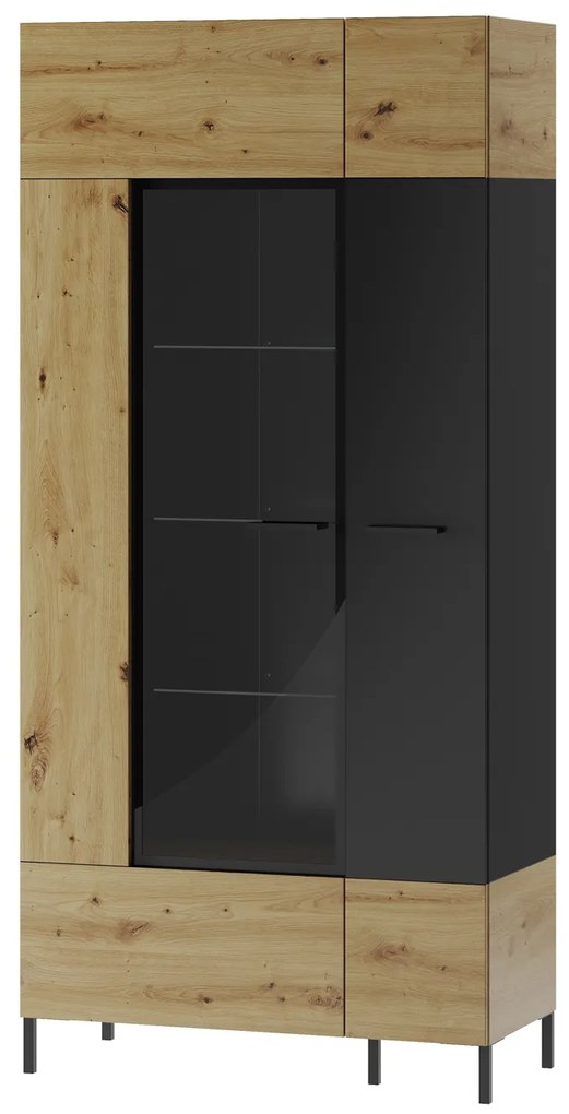 Vitrină Lorren 12 (stejar artisan + negru mat). 1068165