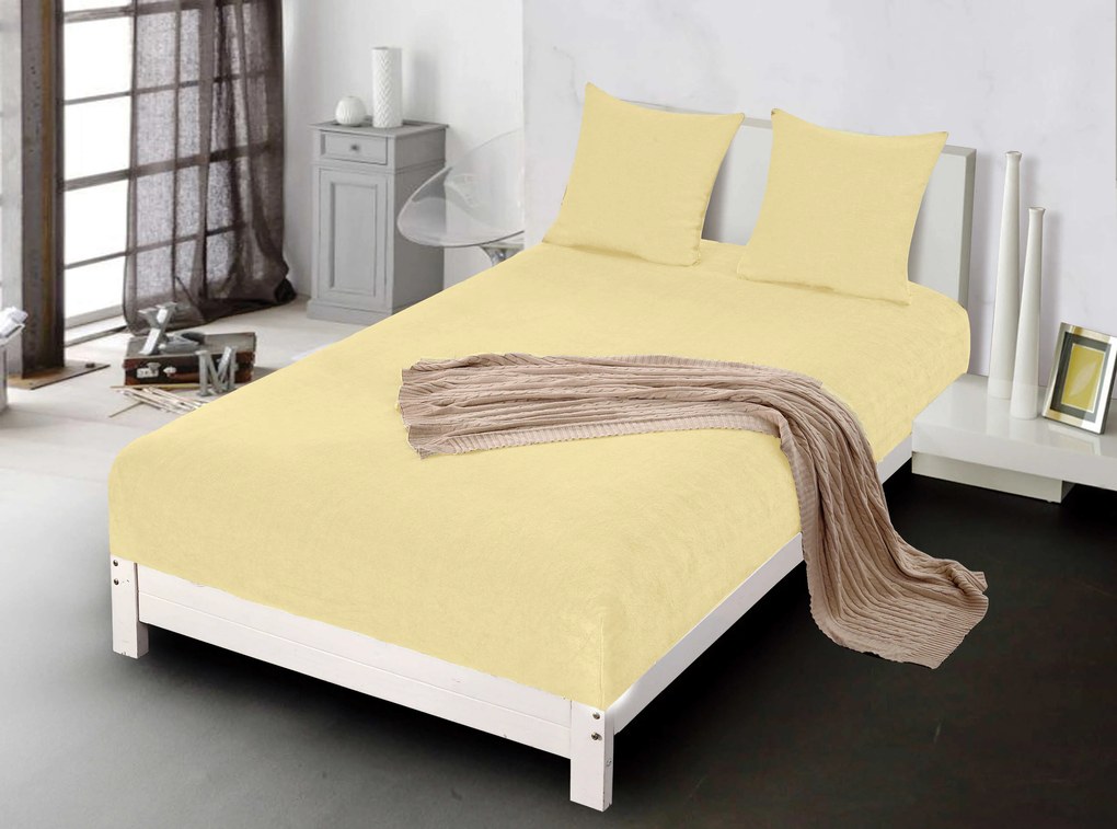 Cearsaf Cocolino microplus cu elastic SOFT 180x200 cm galben