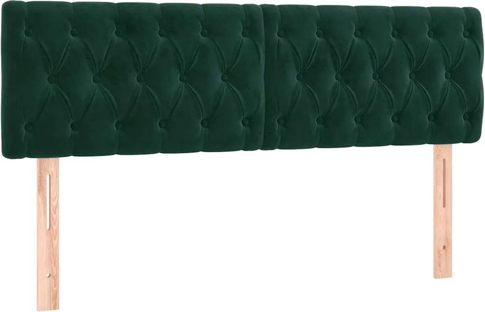 vidaXL Tăblii de pat, verde închis, 144x7x78/88 cm, catifea