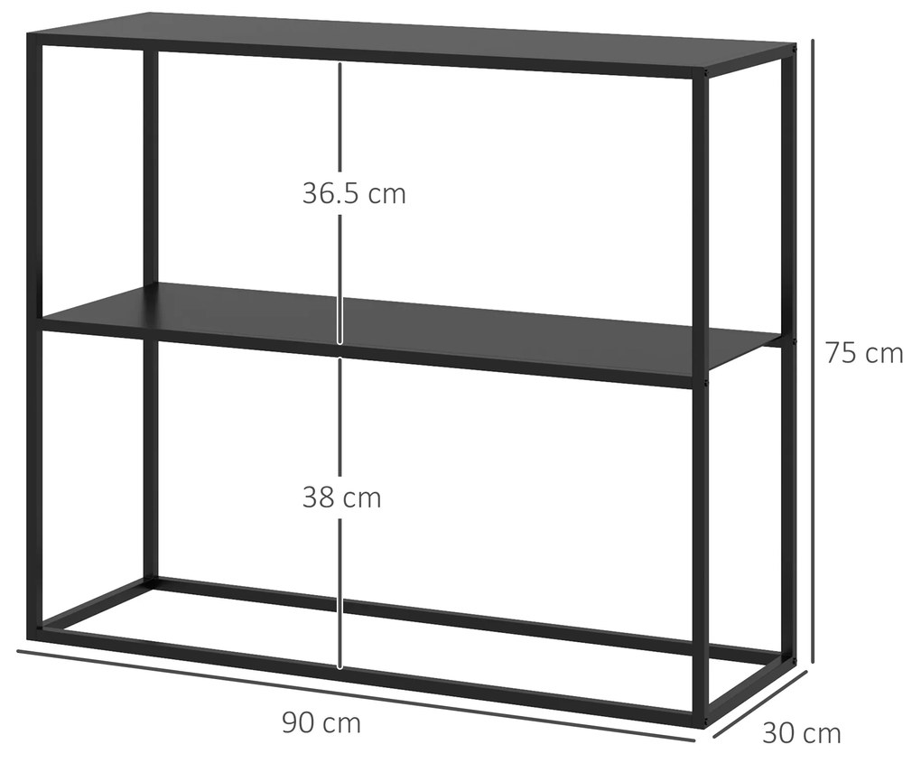 HOMCOM Masa Consola, Masa Nordica pentru Hol cu Cadru din Otel si Raft Deschis, Masa de Canapea Ingusta pentru Camera de Zi, Intrare, Negru | Aosom RO