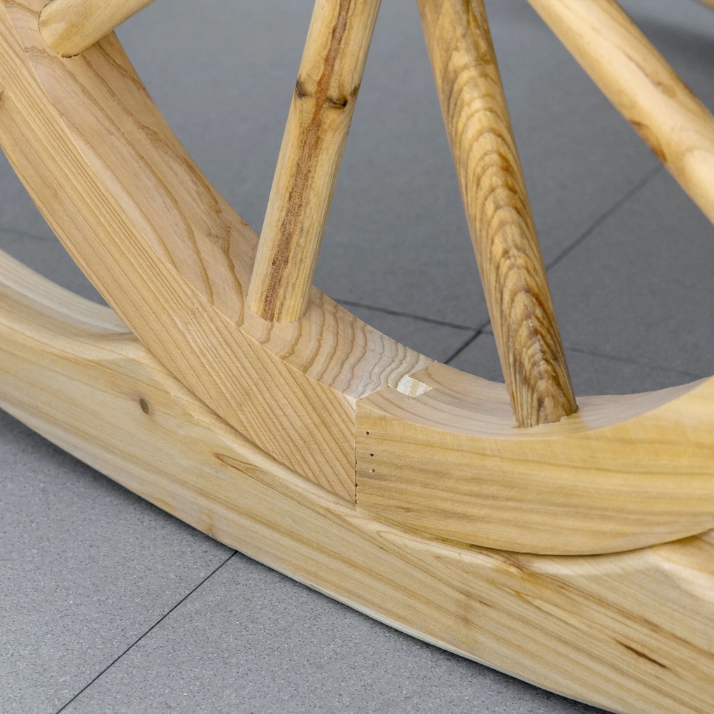 Outsunny Fotoliu de Grădină Adirondack cu Leagan Rocking Chair Stil Rustic Șic brațe Roți de Căruță Lemn de Brad Natural | Aosom Romania