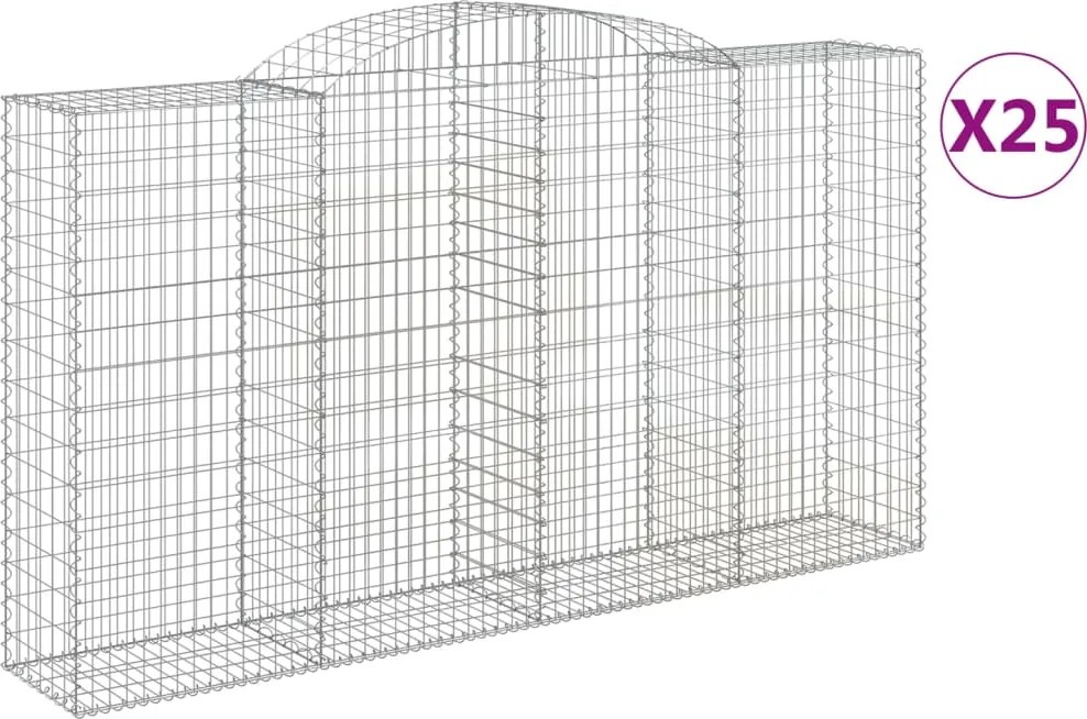 vidaXL Coșuri gabion arcuite 25 buc, 300x50x160/180cm, fier galvanizat