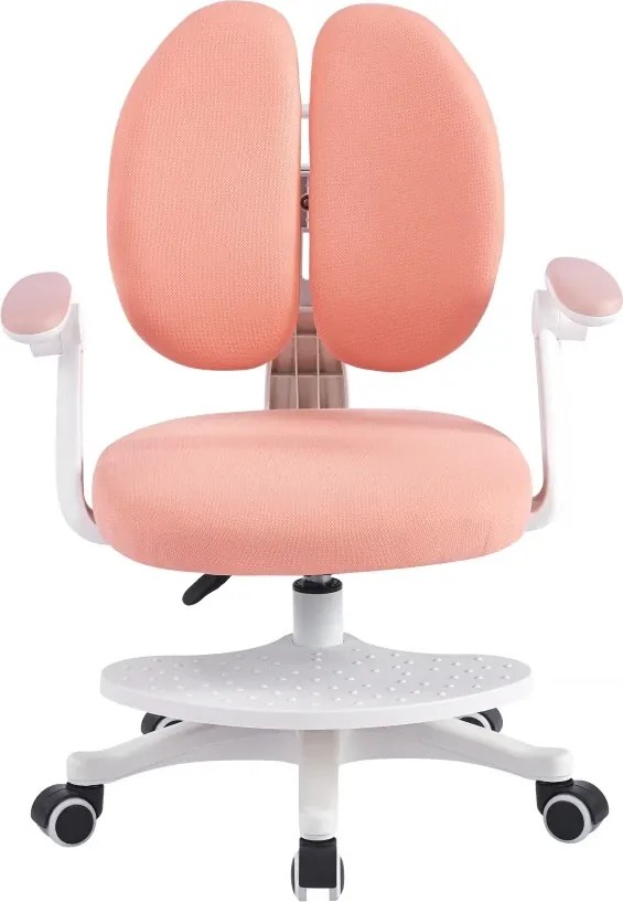 RESIGILAT- Scaun ergonomic pentru copii, spatar reglabil, suport picioare reglabil, rotativ, Roz