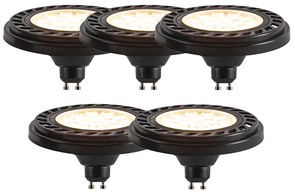 Set de 5 LED-uri GU10 reglabile AR111 Negre 8W 600lm 2700K