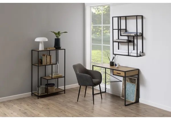 Raft de perete SARON, stejar/negru