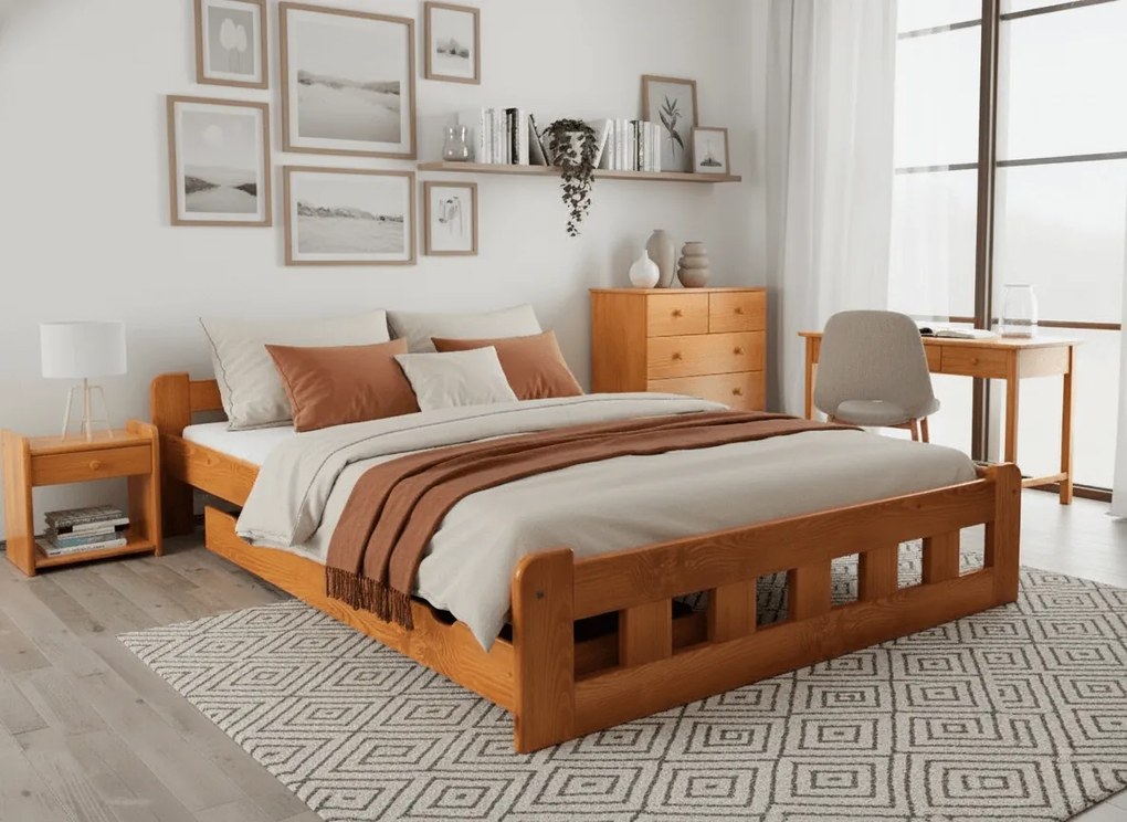 Pat inalt Naomi 140x200 cm, arin Saltele: Cu saltele Coco Maxi 20 cm, Somiera pat: Cu lamele drepte