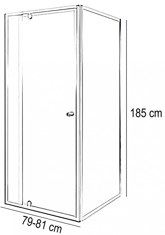 Cabină de duș asimetrică Flexi, montată pe colț, 80x90 cm, fără cădiță de duș