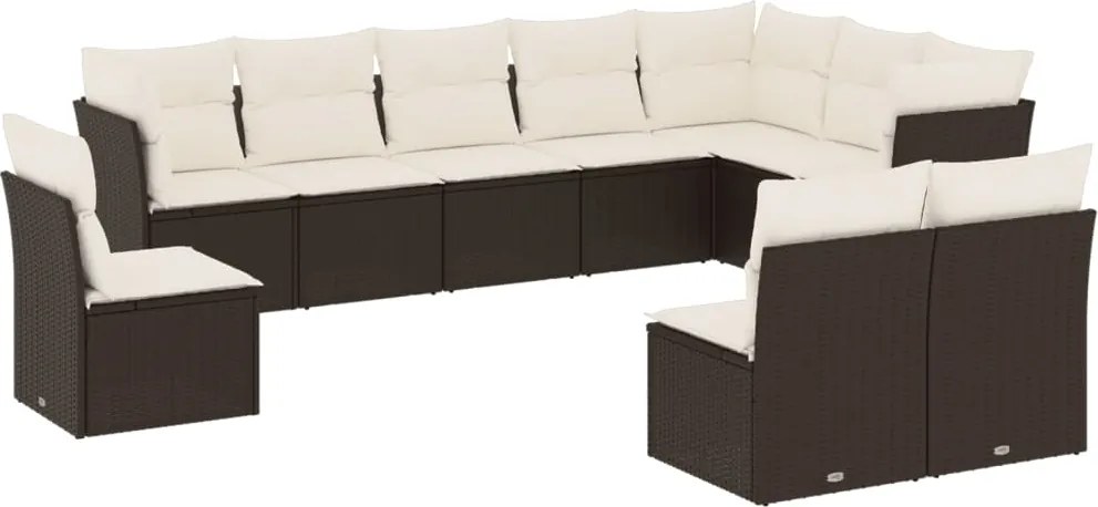 vidaXL Set canapele de grădină cu perne, 10 piese, negru, poliratan