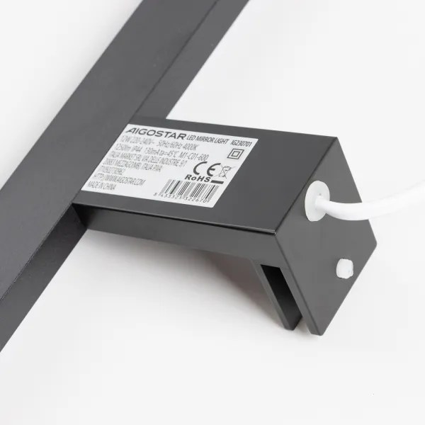 Aigostar - Aplica LED pentru oglindă de baie, 12W, 230V, 4000K, 60 cm, IP44, negru