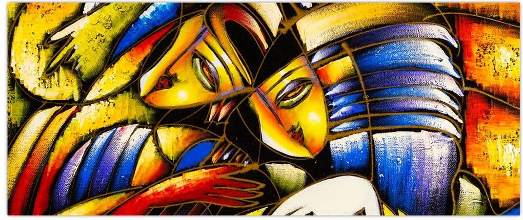 Tablou - Pictură în ulei, îndrăgostiții (120x50 cm)