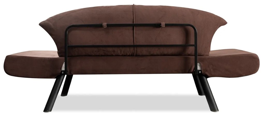 Canapea extensibila Genzo, Futon, 2 locuri, 177x81x87 cm, metal, maro