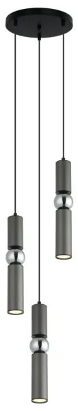 ITALUX PND-14290-3-GR - Lustră pe cablu ISIDORA 3xGU10/25W/230V antracit/crom
