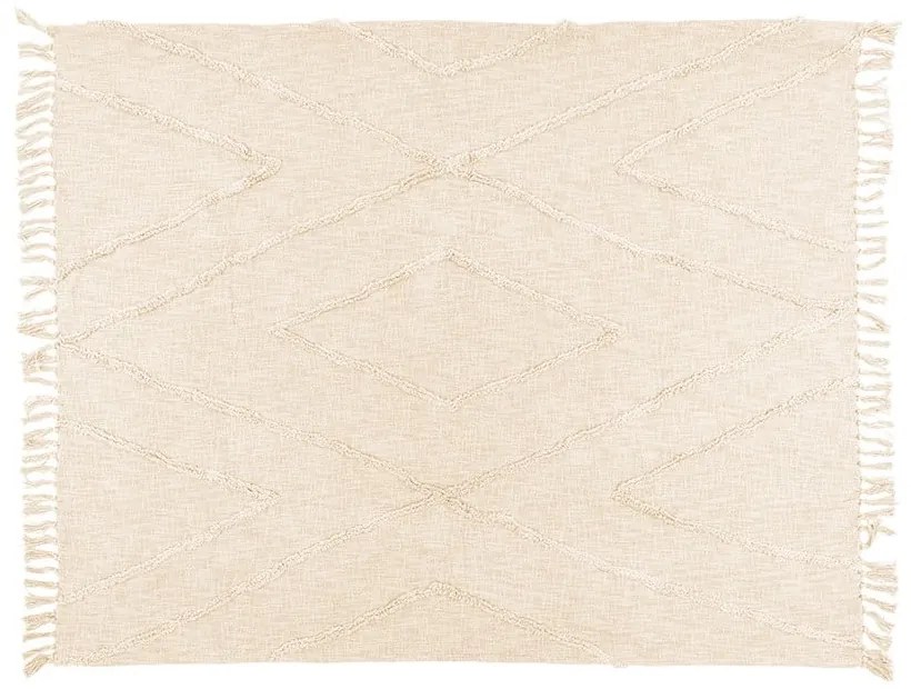 Cuvertură crem din bumbac pentru pat dublu 250x260 cm Sahara - Tiseco Home Studio