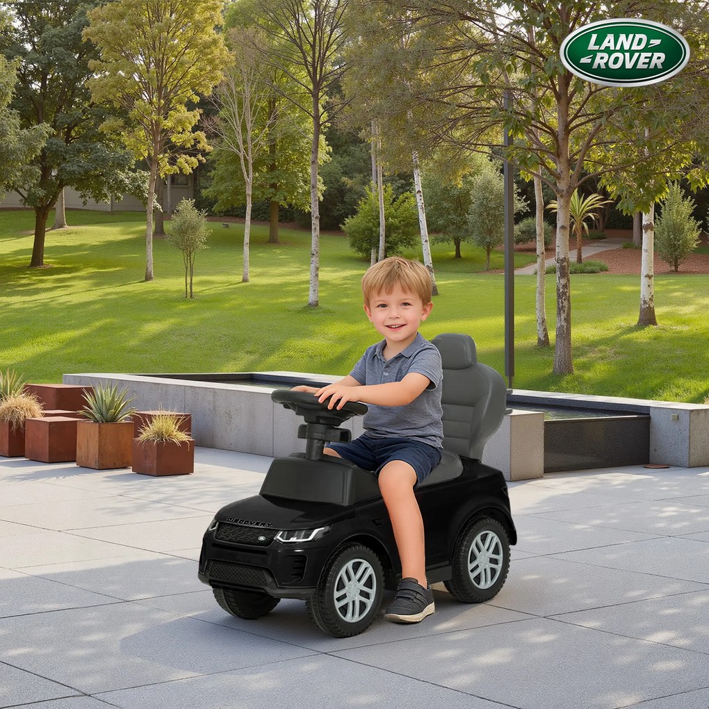 AIYAPLAY Mașinuță Ride-on Land Rover cu Mâner și Bară de Protecție, din PP și Oțel, 84 x 40 x 94,5 cm, Negru | Aosom Romania