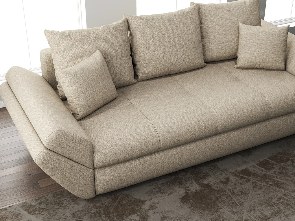 Canapea extensibilă dumonde cu ladă de depozitare si sezut confortabil din spuma high-density, Loana Enjoy Camel 250x100 cm