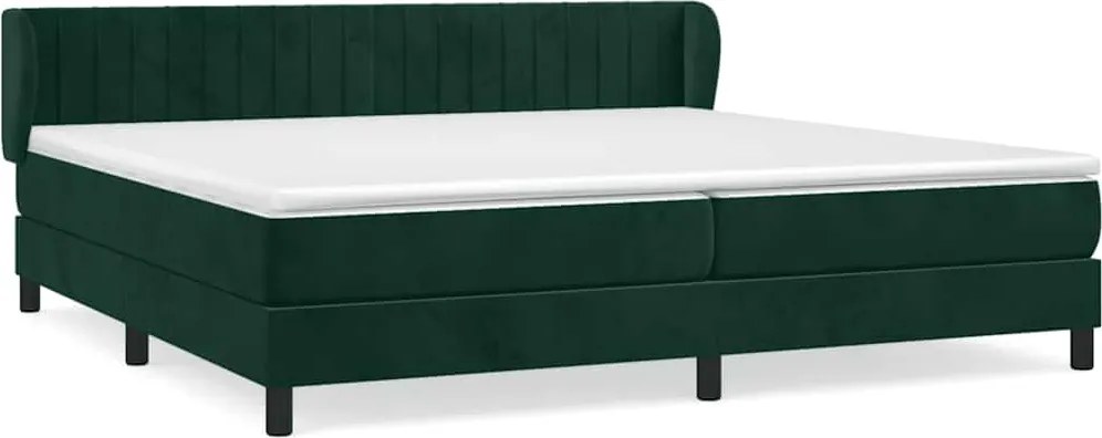 vidaXL Pat box spring cu saltea, verde închis, 200x200 cm, catifea