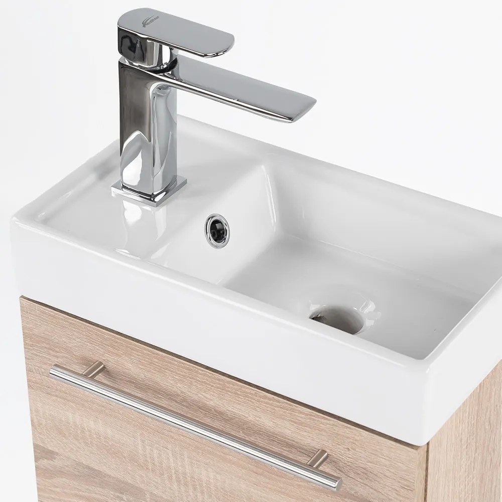 Mobilier de baie fantastic, cu lavoar, în culoarea stejarului Sonoma
