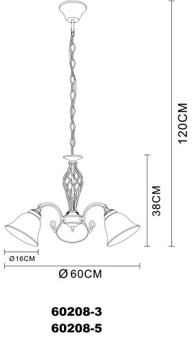 Lustră pe lanț Globo 60208-3 ODIN 3xE27/60W/230V