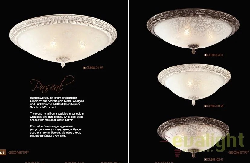 Plafoniera design clasic diametru 37cm, Pascal bronz MYC908-CL-03-R
