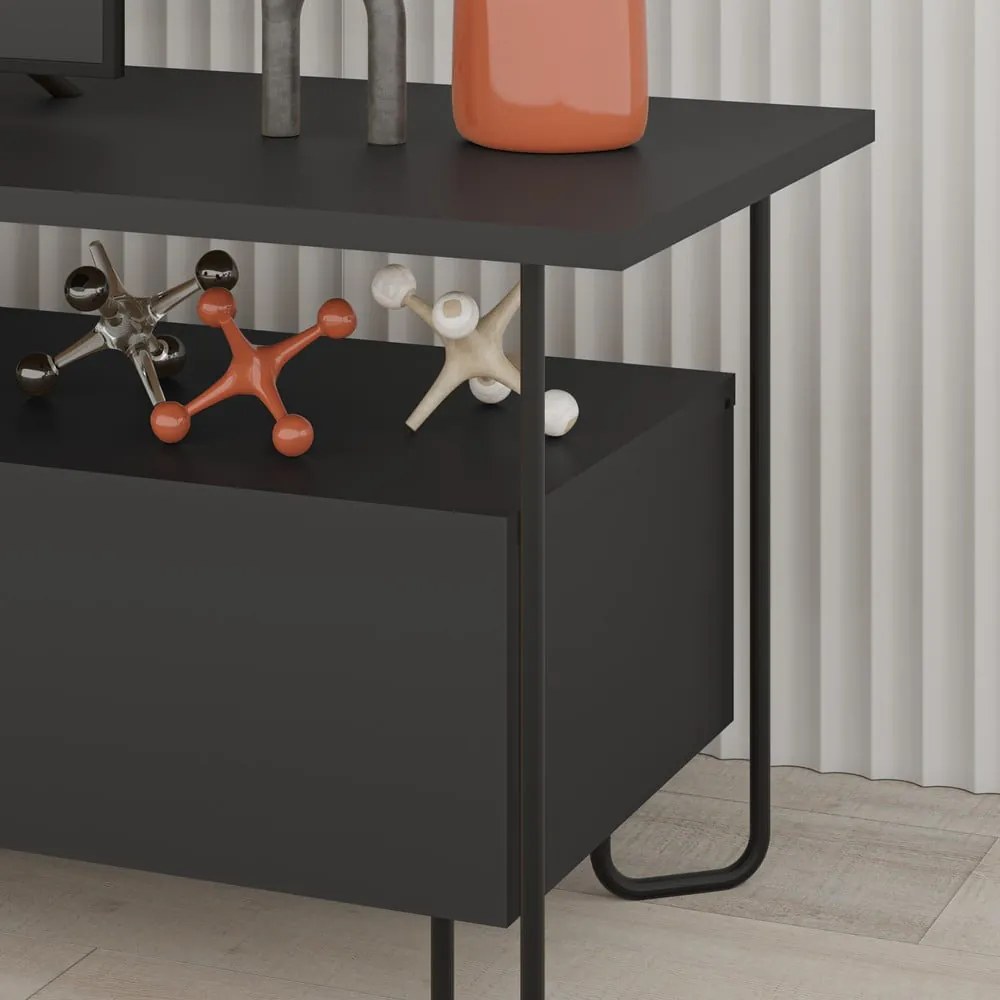 Masă TV neagră 150x45 cm Dilly – Marckeric