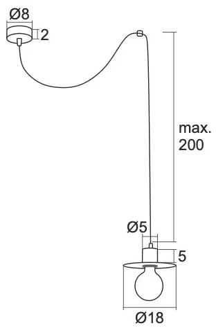 Lustră pe cablu CORSO 1xE27/15W/230V neagră Argon 3835