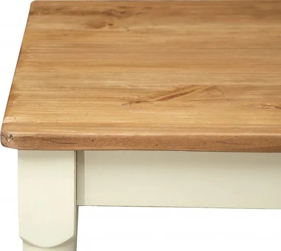 Masa fixa, L120 80 H80 cm, cu sertar, lemn masiv alb antichizat/natur
