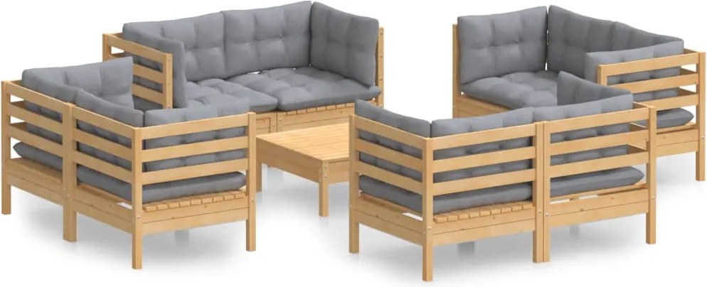 vidaXL Set mobilier de grădină cu perne, 5 piese, gri, lemn de pin