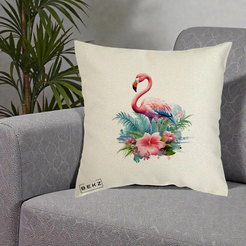 Perna Decorativa Raton in Halat Roz, 40x40 cm, Ecru, Husa Detasabila, Perna Inclusa, BEKZ®