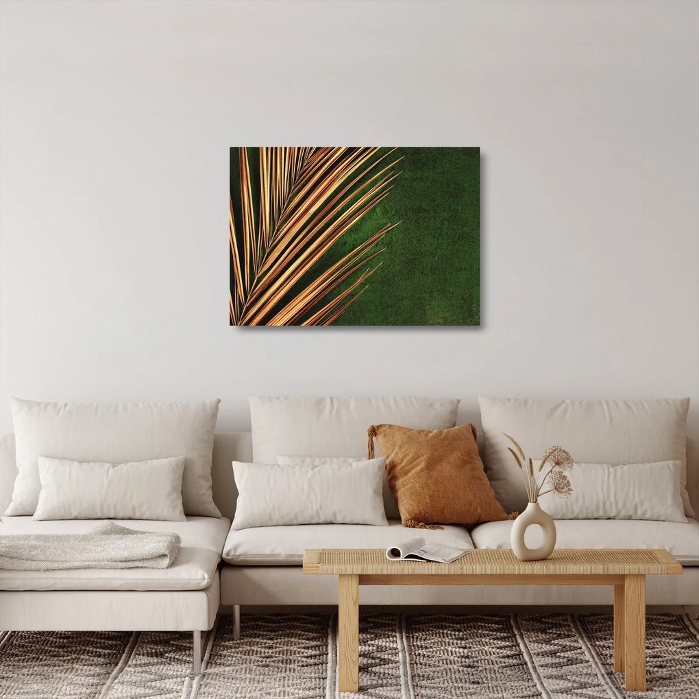 Tablou pe sticlă cu frunză (70x50 cm)