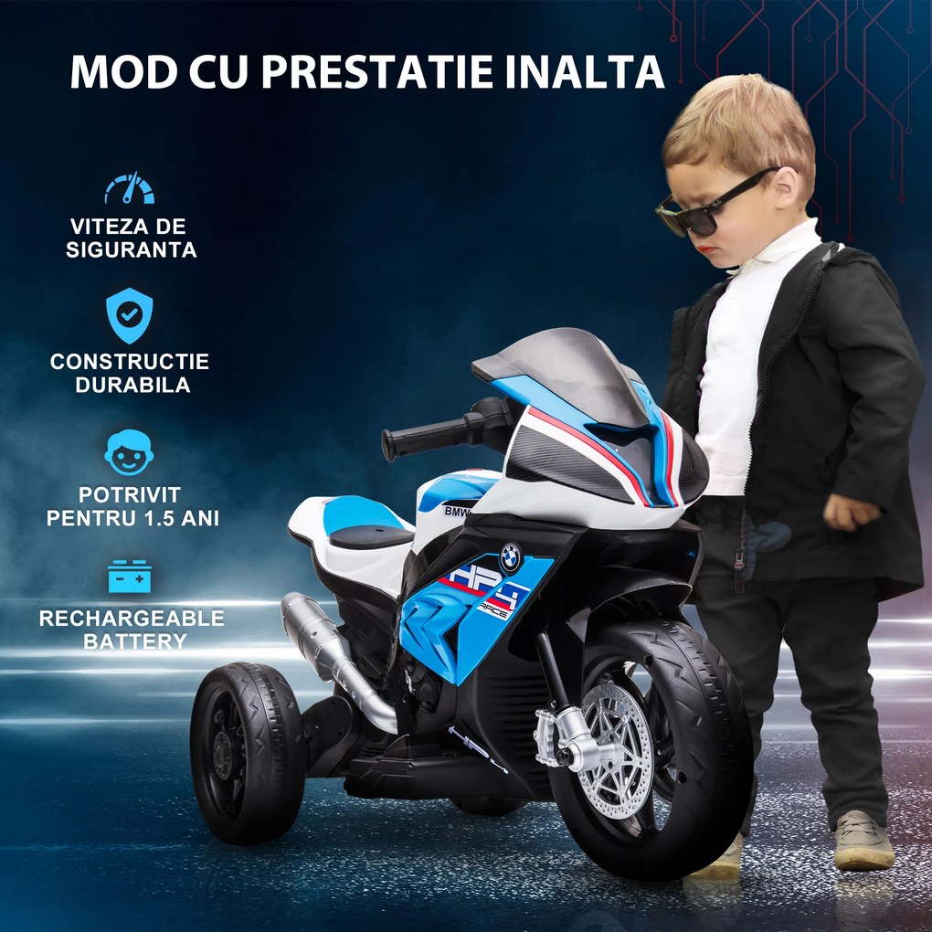 Motocicleta electrica HOMCOM BMW HP4 cu licenta, 3 roti 6V Motocicleta | Aosom Romania