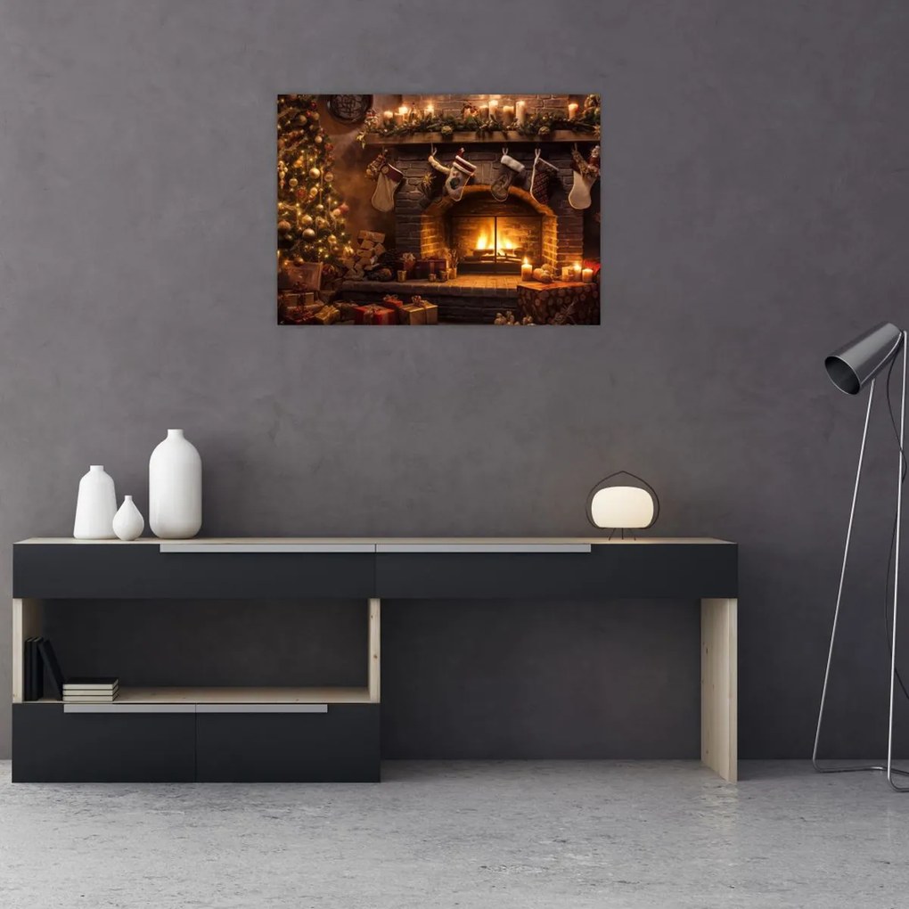 Tablou pe sticlă - Atmosfera de Crăciun (70x50 cm)