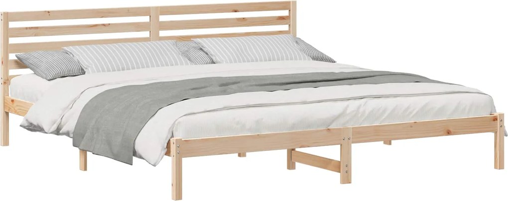 vidaXL Cadru de pat cu headboard Maro 200 x 210 cm Lemn de pin masiv