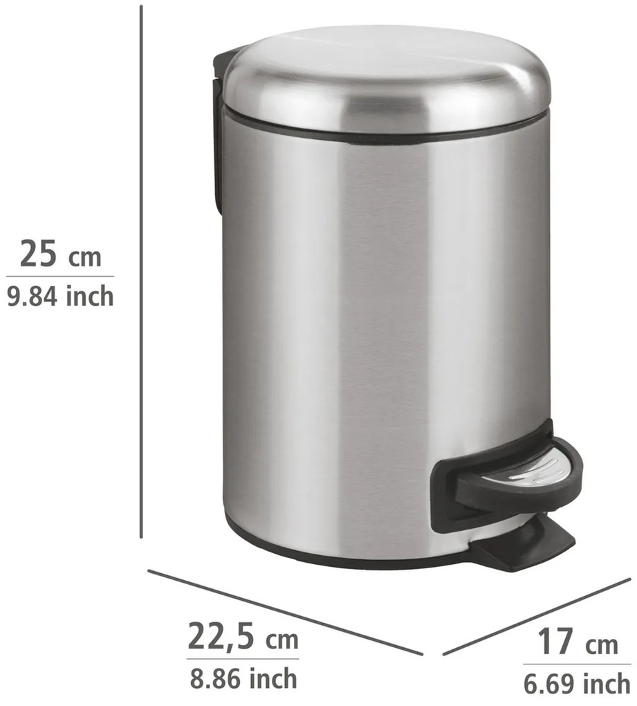 Wenko Coș de gunoi cu pedală Leman 3 l, inox, 3 l