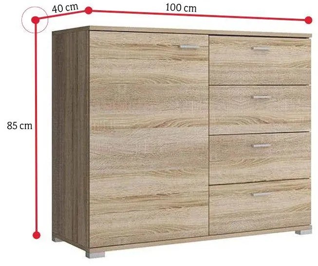 Supermobel Comodă KIKI 100, 100/85/40, culoarea albă