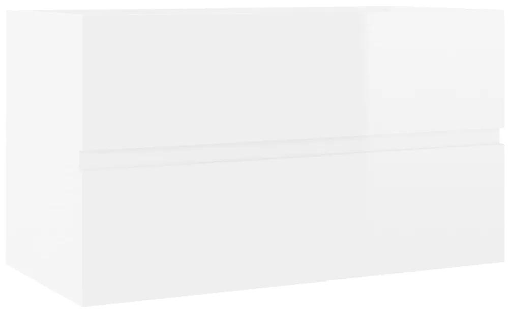 Dulap de chiuveta, alb extralucios, 80x38,5x45 cm, PAL Alb foarte lucios, Dulap pentru chiuveta, 1