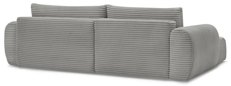 Colțar gri închis extensibil cu tapițerie din catifea reiată (cu colț pe partea stângă ) Lucien – Bobochic Paris