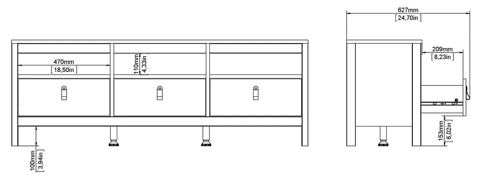 Comodă TV albă 151x54 cm Madrid – Tvilum