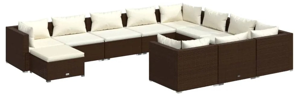 3102698 vidaXL Set mobilier de grădină cu perne, 11 piese, maro, poliratan