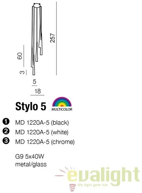 Lustra design modern Stylo 5 chrome