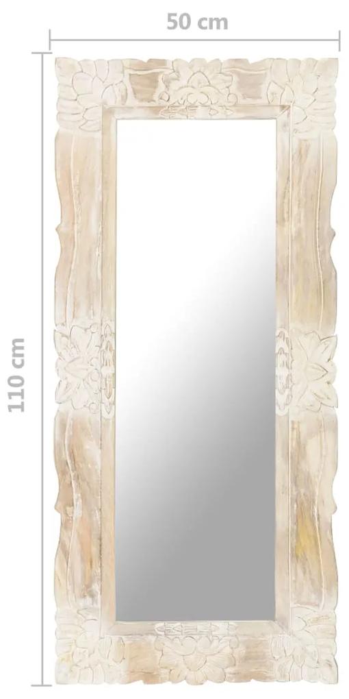 Oglinda 110x50 cm, alb, lemn masiv de mango 1, Alb, 110 x 50 cm