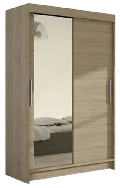 Supermobel Dulap dormitor cu uși glisante MIAMI VI cu oglindă, 120x200x58, Sonoma